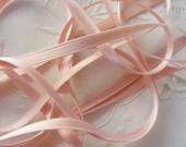 Vintage French Double Face Silk Satin Ribbon 1930's -Milliners Stock- 3/16 inch Pale Rose Pink