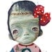 Frankristinne -  Halloween  articulated Paper Doll - 9.8 inches - monsters creatures freak pink  Frankenstein art doll zombie