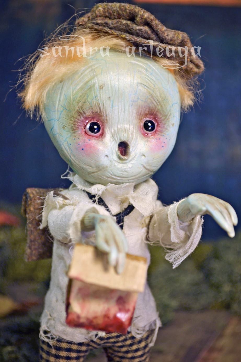 ON SALE - Eugene  - Art Doll sculpt Halloween zombie snack bag ooak monsters creature freak funny school friends