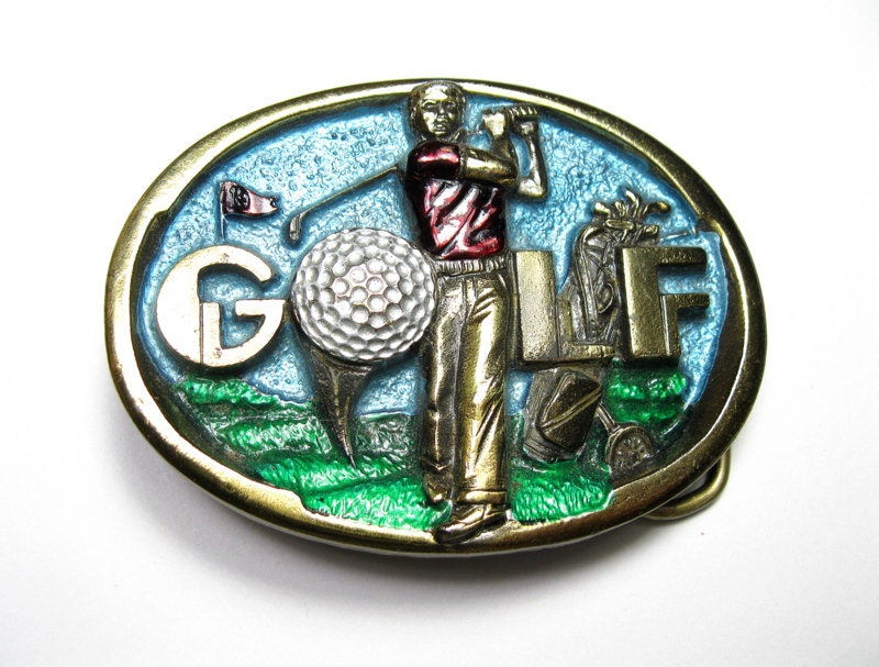Vintage 3D Brass Golf Belt Buckle, The Great American Buckle Co