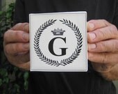 Crown Monogram print on Canvas Mixed Media 4x4 gallery wrapped