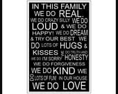 Family Rules 8x10 Subway Art Sign in 11x14 white mat
