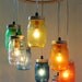 RAINBOW Heart - Shaped Mason Jar Chandelier - Rustic Hanging Pendant Lighting Fixture - Direct Hardwire - BootsNGus Lamp Design