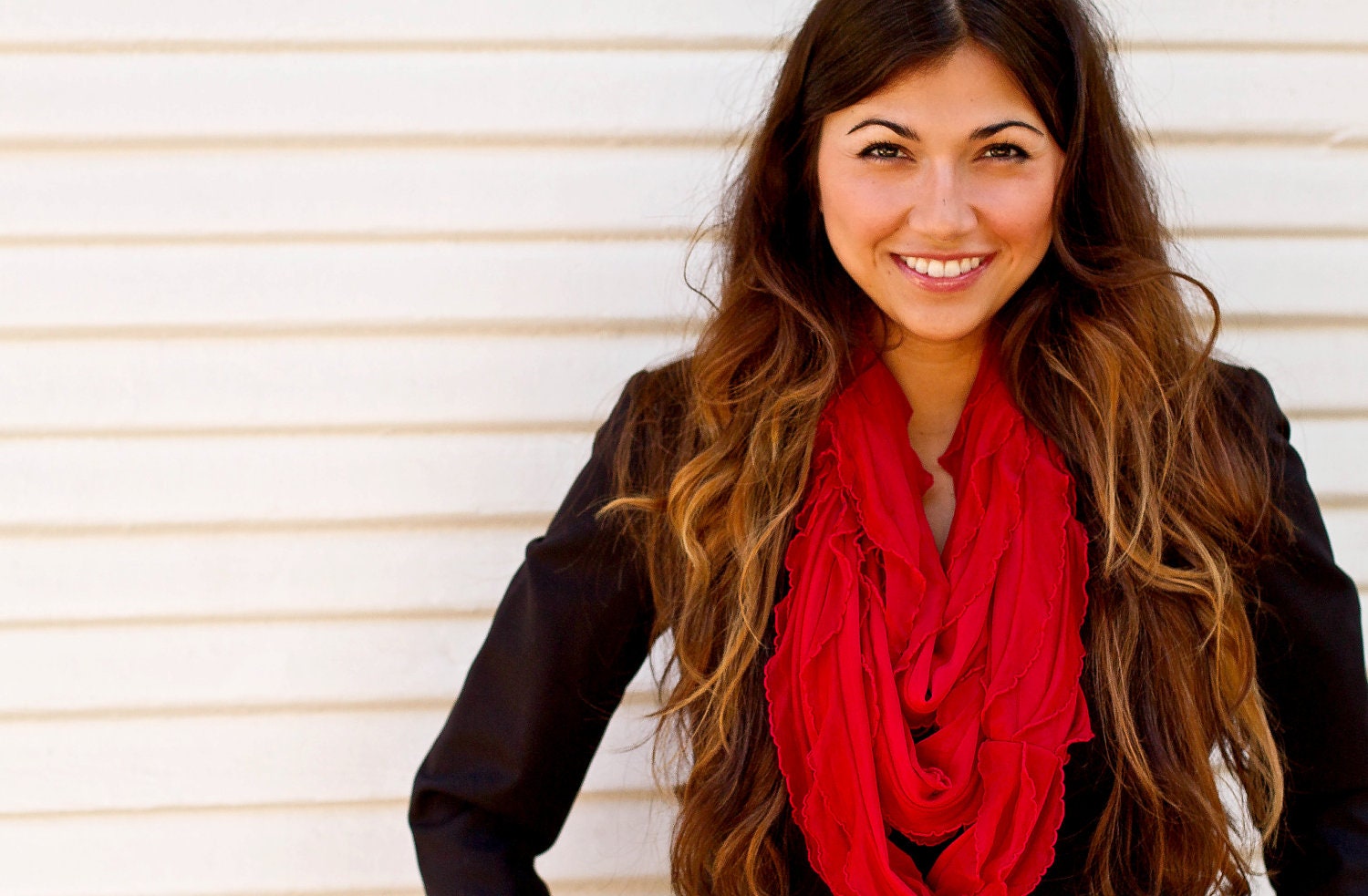 Infinity Ruffle Scarf Red - Happy Valentine's Day