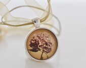 Hydrangea Photo Pendant Necklace titled How Does Your Garden Grow -- Hangs from an Organza Ribbon features photography by Hazel Berger
