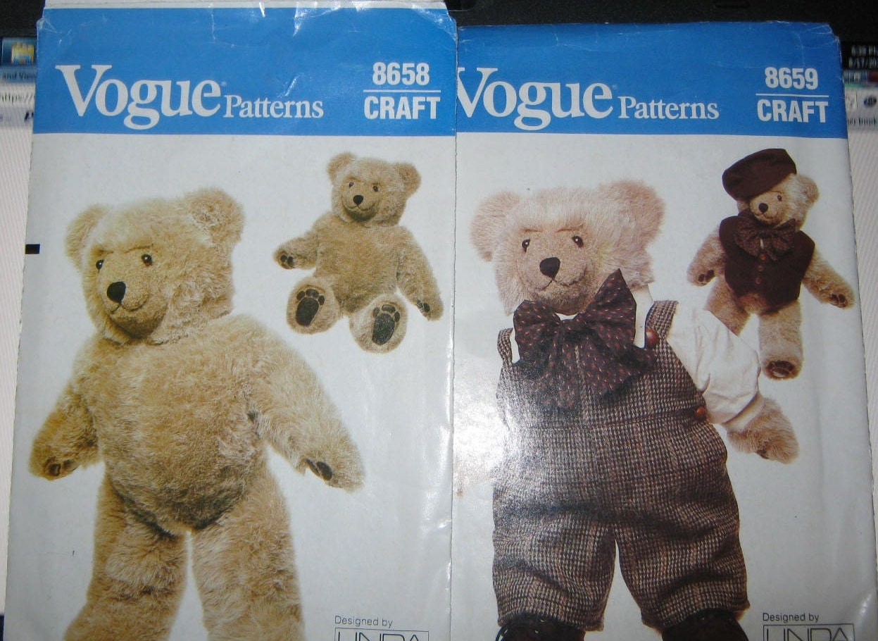 Vogue 8659 and 8658    Bear and clothes  pattern  23  inch