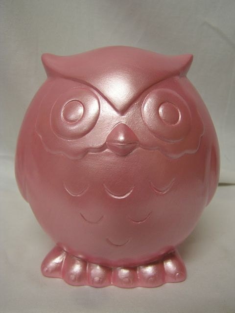 Baby Owl Bank Pearl Pink
