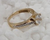 New 14k Yellow Gold Solitaire Engagement CZ Ring size 7 (an r2103)