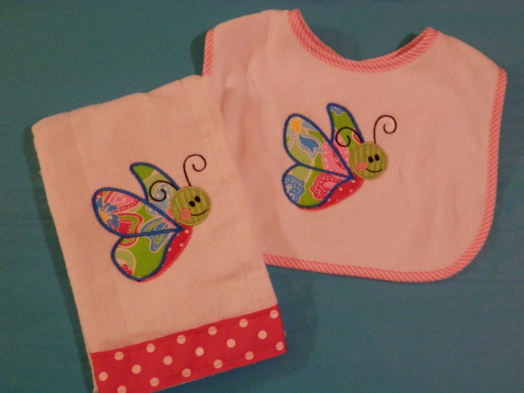 Beautiful Butterfly Bib 'n Burp Cloth
