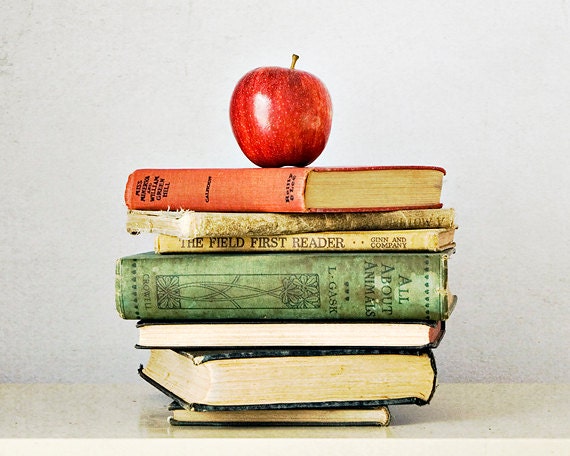 gift under 50 Vintage book photograph book photography 8x10 literary art book photo fine art teacher gift office decor red yellow green