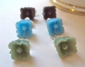 Blossom post earrings gift set - sage, turquoise and grey flower studs