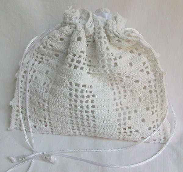 Brides Purse Wedding Pouch Re Purposed White Vintage Lace