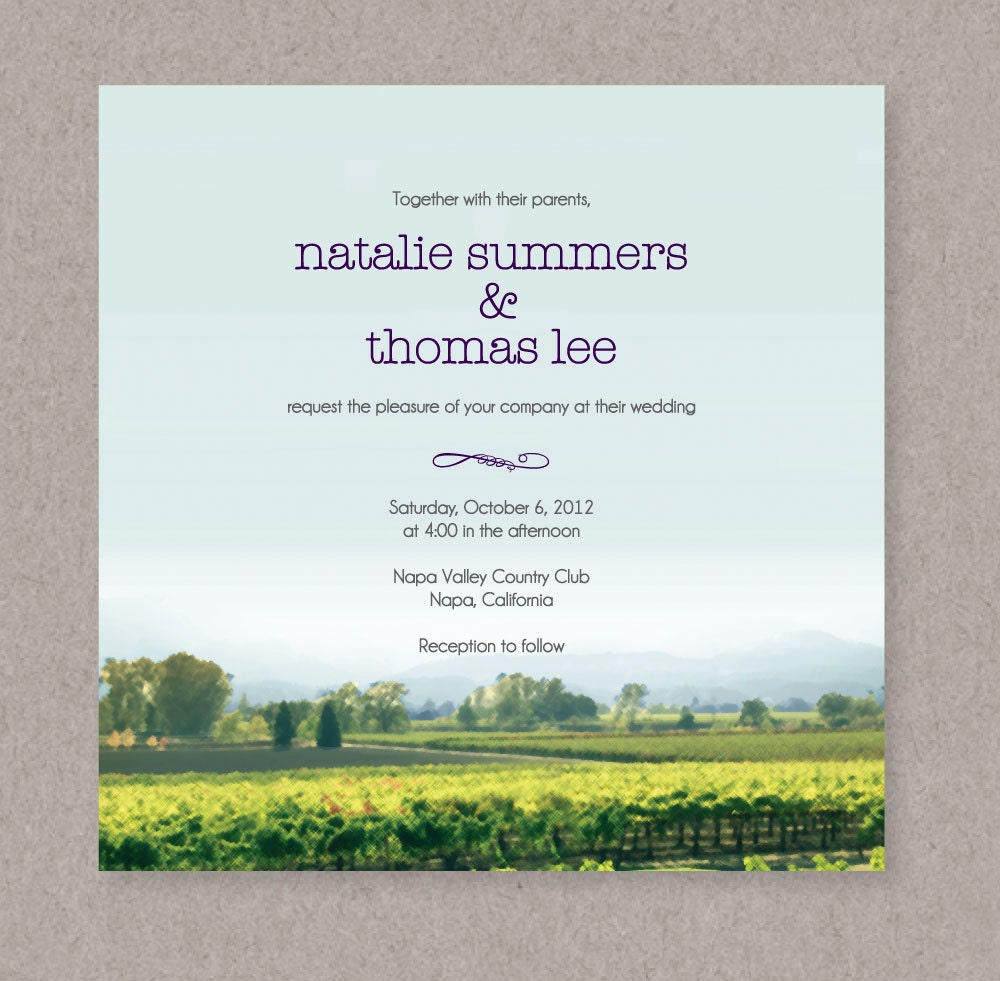 DIY Custom Wedding Invitation Suite with Response Card and Insert Card- Rustic Wine Country Wedding Printable PDF