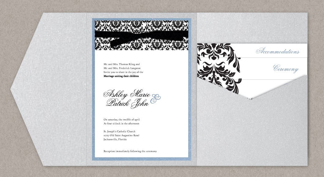 DIY Custom Wedding Invitation Suite - Modern Damask Icon Design Customized Printable PDF