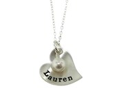 Small Fancy Heart - Personalized Sterling Silver Necklace  By Hannah Design