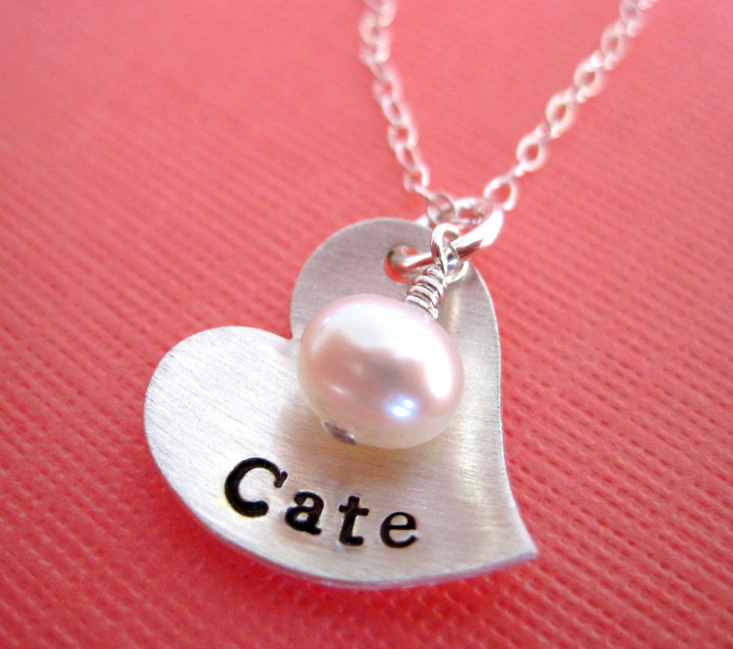 Small Fancy Heart - Personalized Sterling Silver Necklace  By Hannah Design
