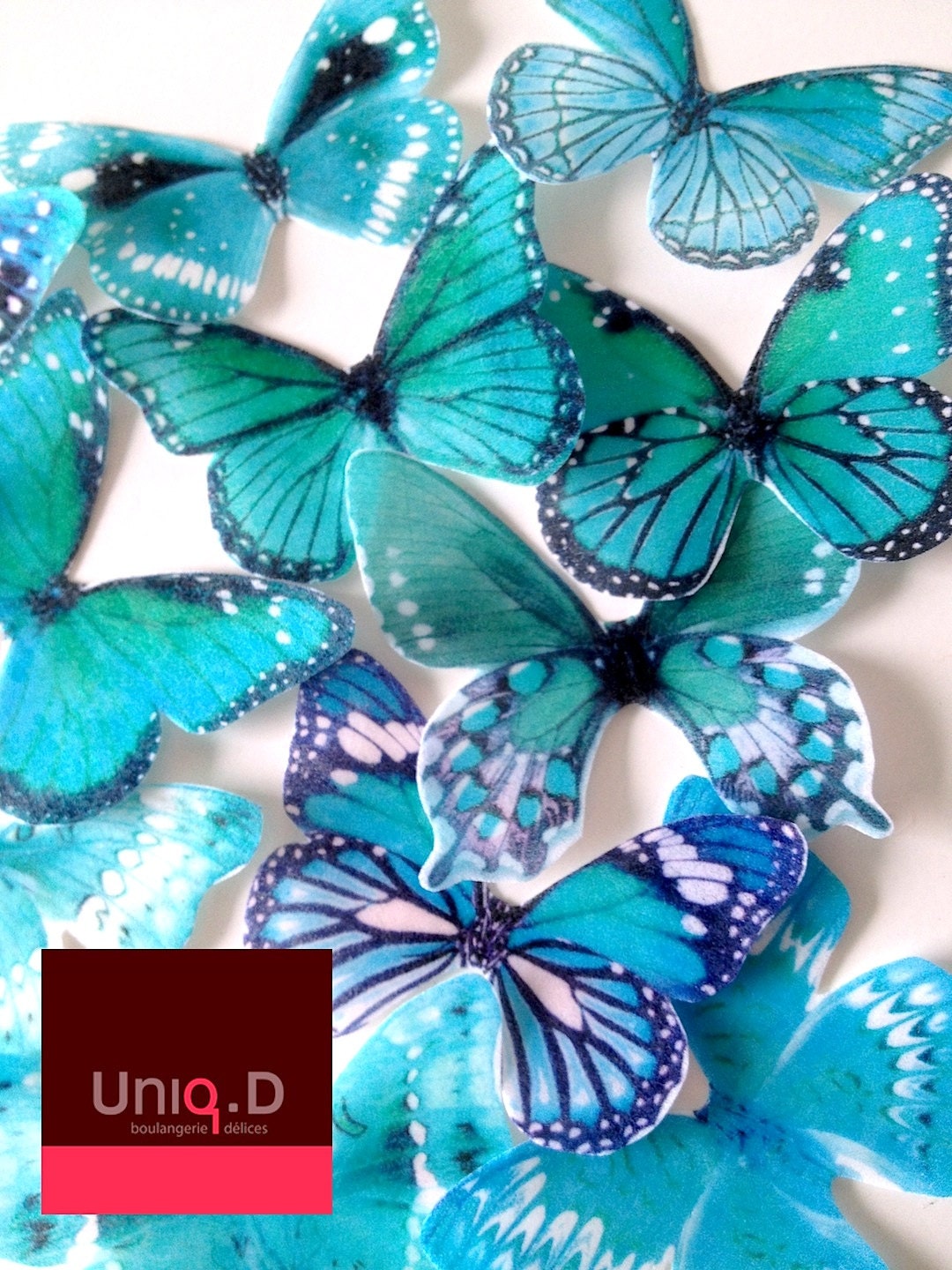 new designs - BUY 85 get 15 FREE wedding confetti - mint turquoise edible butterflies - wedding cake decoration by Uniqdots on Etsy