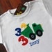Boys Monogrammed Birthday Shirt, Dump Truck with Numbers, Dump Truck Birthday, Dump Truck Shirt