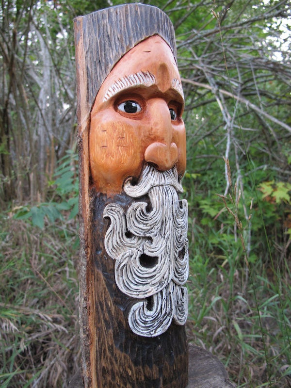 Bearded Wood Spirit Wood Carving - Wisdom