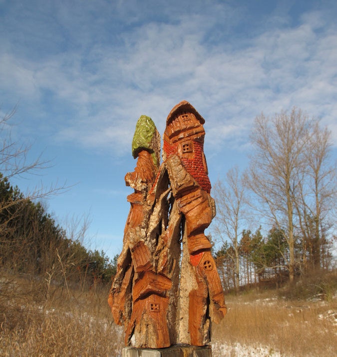 Cottonwood Fairy Dwelling Hand Carved -  Fairies Hideaway