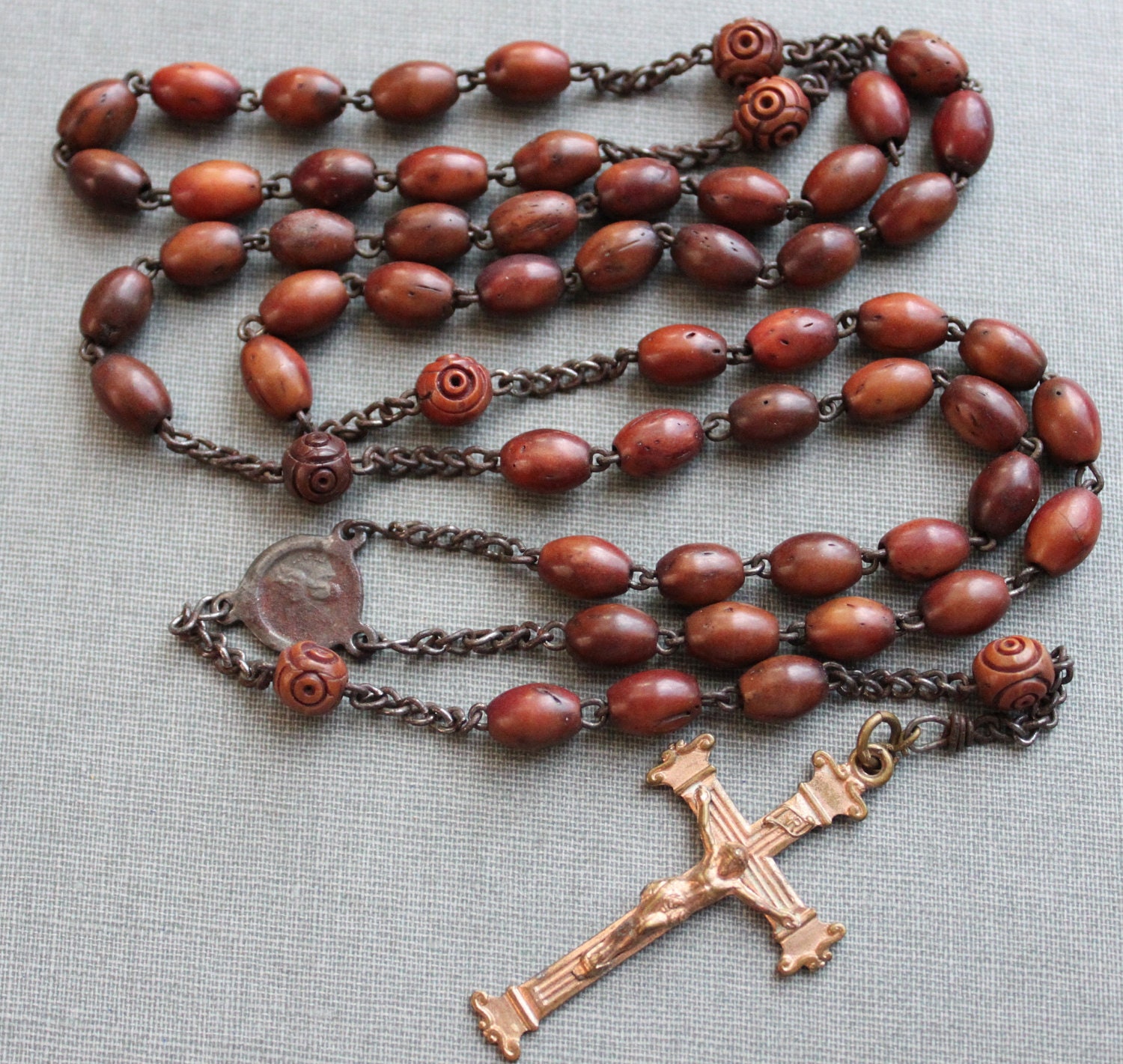 Antique 19th Century Wood Rosary