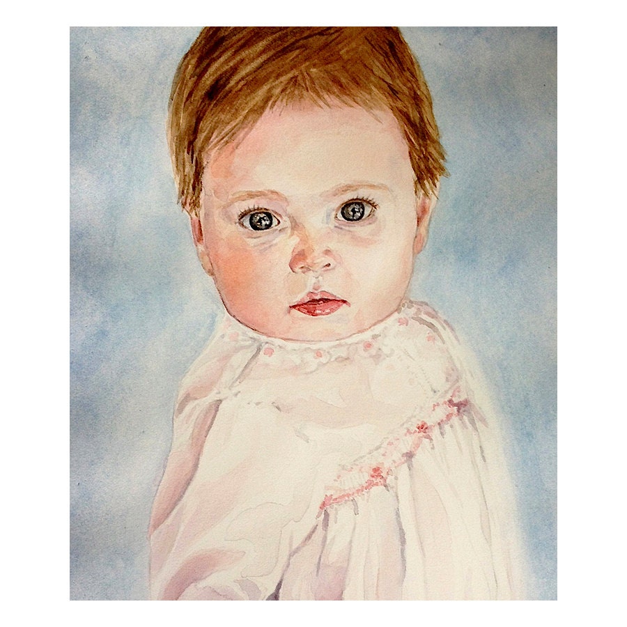 Custom Portrait Sketch Art- 8x10-Original Drawing Painting From Photo- Children, Event Gift,Mixed Media - lauraprill