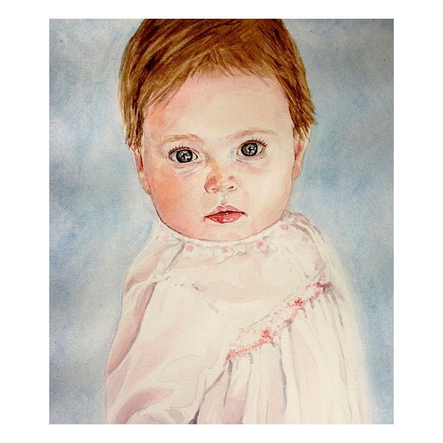 Custom Portrait Sketch Art- 8x10-Original Drawing Painting From Photo- Children, Event Gift,Mixed Media