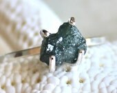 1 Carat Raw Rough Blue Diamond and Sterling Silver Ring - Promise/Wedding/Engagement Ring - Natural Freeform Infinity Shape Conflict Free