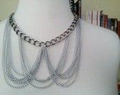 silver chain bib necklace