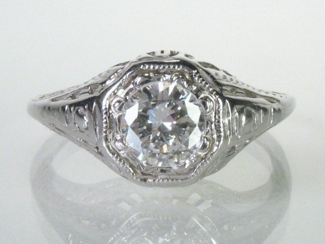 Reserved for Brian - Old European Cut Diamond Engagement Ring - 0.47 Carat - Appraisal Included