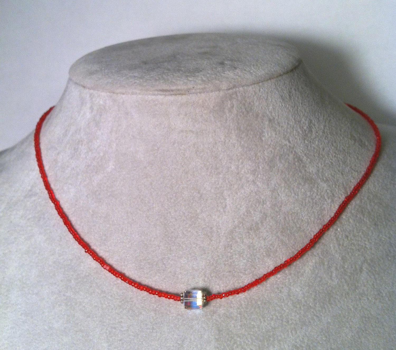 Swarovski Crystal Cube necklaces -- red