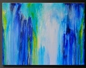 Downpour - 40 x 30 - Abstract Acrylic Painting - Huge Contemporary Wall Art- Drip - Large Modern