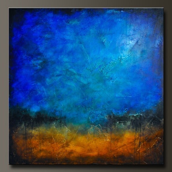 Sapphire and Sand 5 48 x 48 Abstract Acrylic Painting Huge