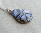 Paua Shell Pendant Necklace Wire Wrapped Briolette Shell Nature Inspired Nautical Gift Beach Find