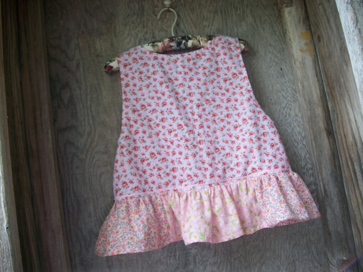 Ruffle Crop Top Pink Calico Flowers Baby Doll Style