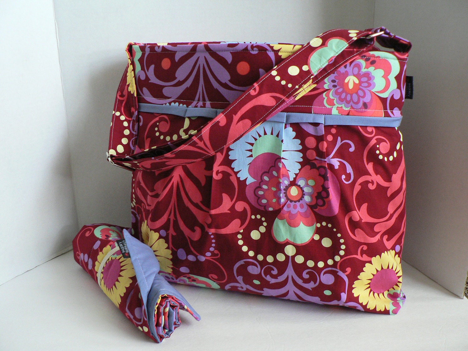 Monterey Large Diaper Bag Set - Paradise in Wine  - Adjustable Strap and Elastic Pockets