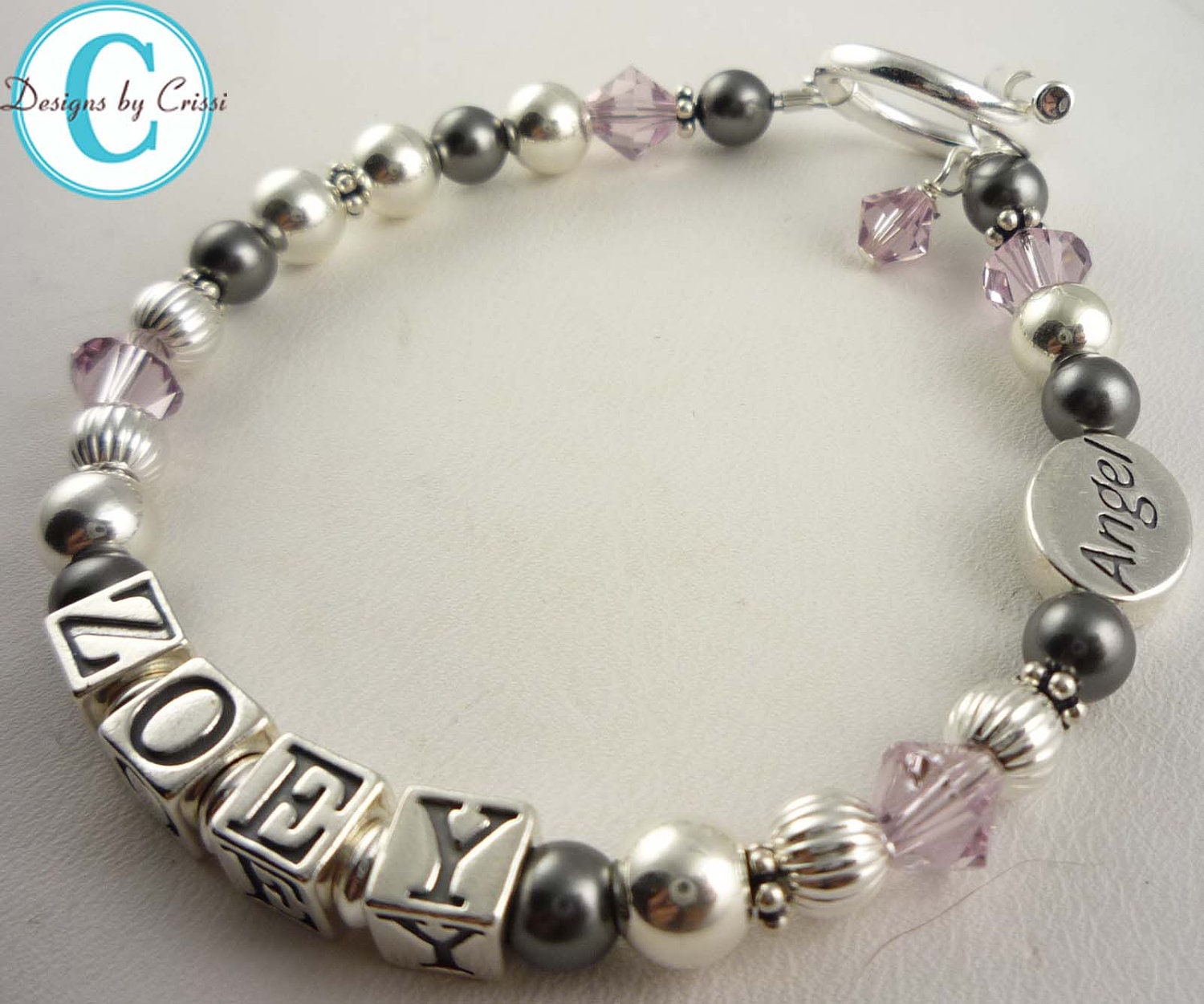 Memorial Bracelet Sterling Silver Swarovski by NameBracelets