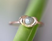 Raw Diamond In Recycled 14K Rose Gold Nugget Ring (C) - Ready To Ship