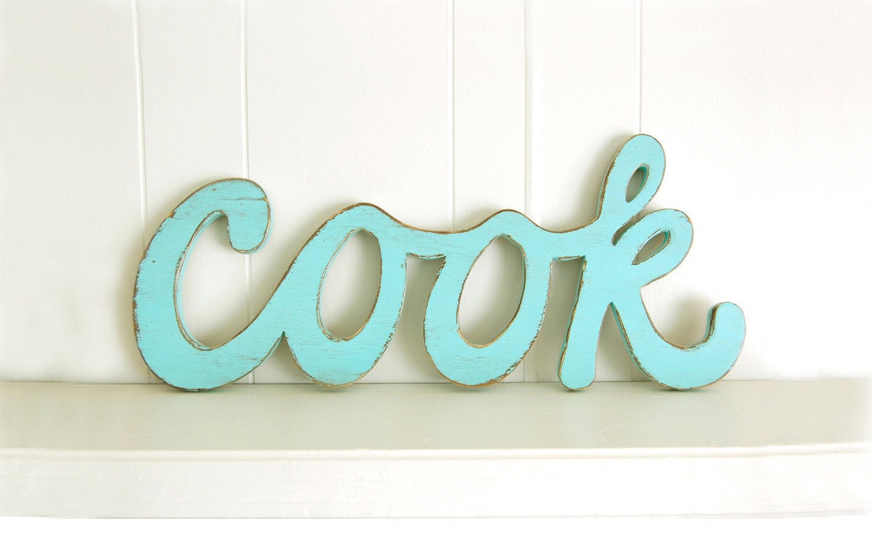LARGE painted kitchen sign COOK cape cod style wood wall decoration vintage
