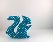 Plush Squirrel Softie Stuffed Minky Animal Baby Toy Polka Dot Turquoise Teal