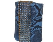 Sky Blue Cuff wrist wallet- snakeskin leather