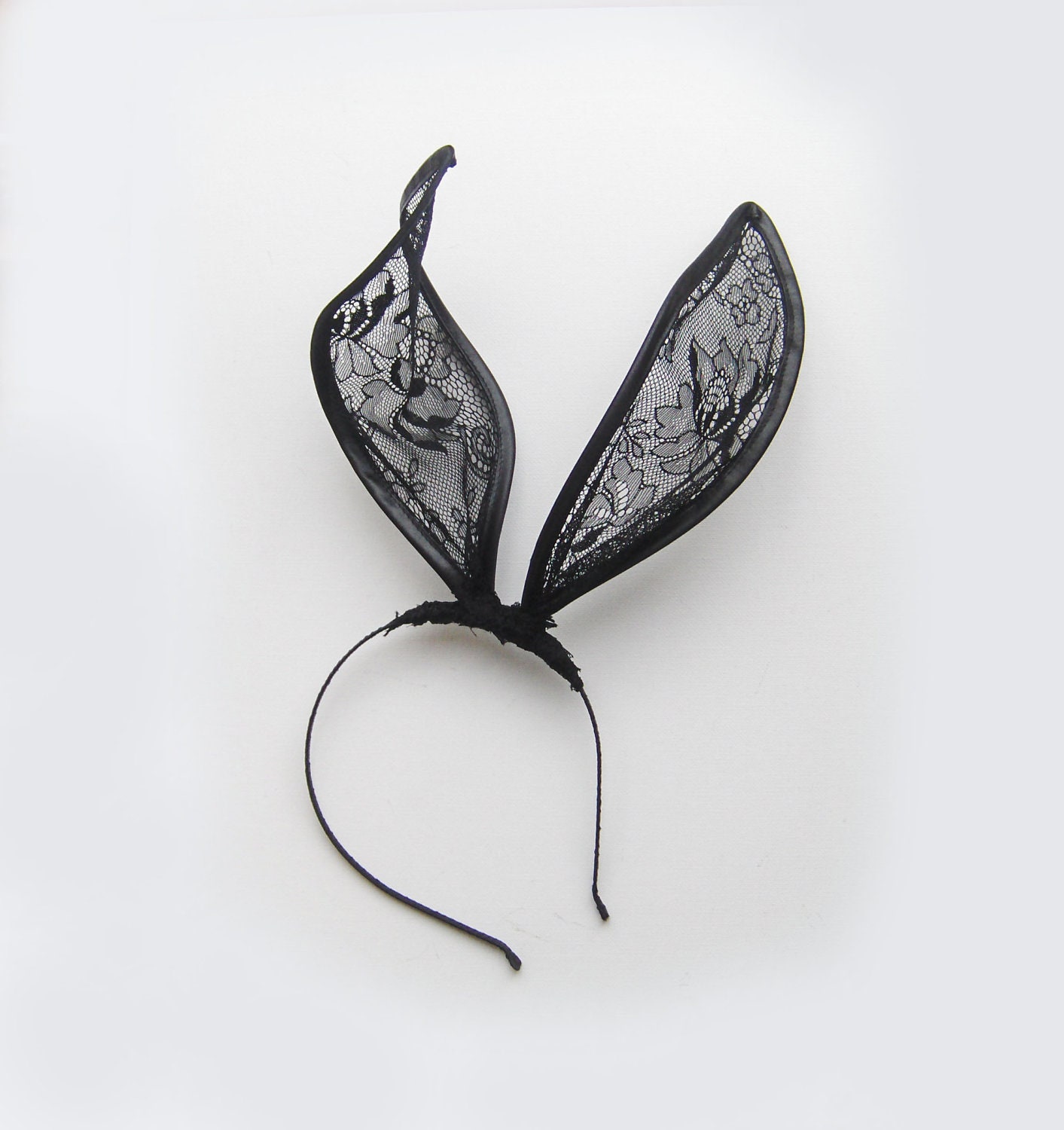 Black lace bunny ears headband. - talulahblue