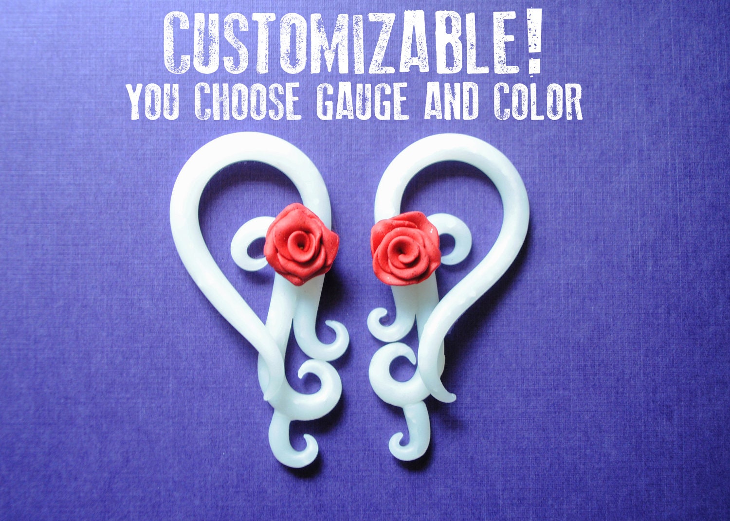 Lace and Roses Gauged Earrings 4g, 2g, 0g, 00g, 7/16", 1/2"