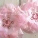 Big Silk and Oraganza Colored Rhinestone Flowers - Set of Two LIGHT PINK Flatback Flowers