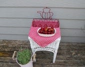 Vintage Industrial Red Metal Wire Rack Basket Shelf Storage Organize Kitchen