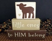 Little Ones to HIM Belong Nursery Lamb Children's Name Wood Blocks