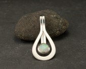 Opal Pendant- Opal Necklace- Sterling Silver Necklace with Opal- Modern Pendant- Opal Jewelry- Gemstone Necklace