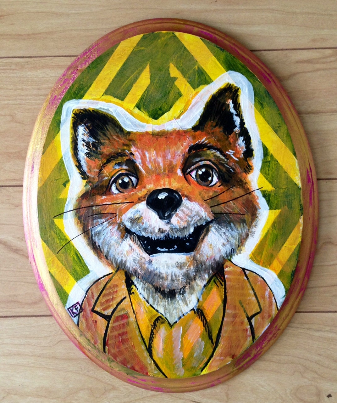 Fantastic Mister Mr Fox Pop Art Original Artwork Acrylic Portrait Painting Wes Anderson