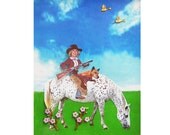 custom pet portrait,pet collage,custom dog,photography,animal art,pet art,horse portrait,blue, green,annie oakley,tagt team
