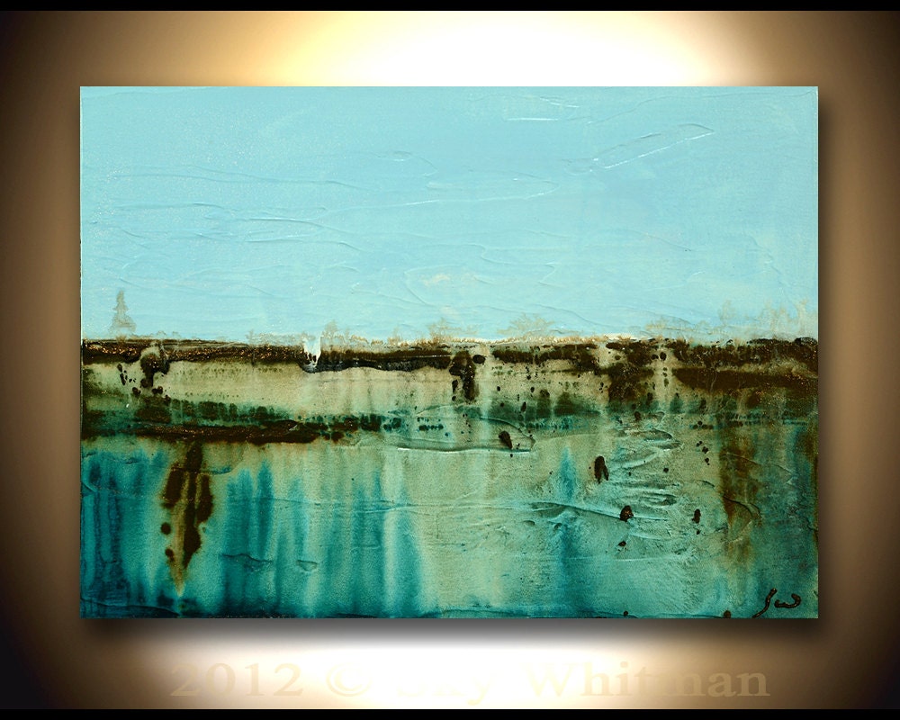 Original Modern Art Textured Palette Knife Sky And Ocean Blue Abstract Contemporary Seascape Painting by Sky Whitman